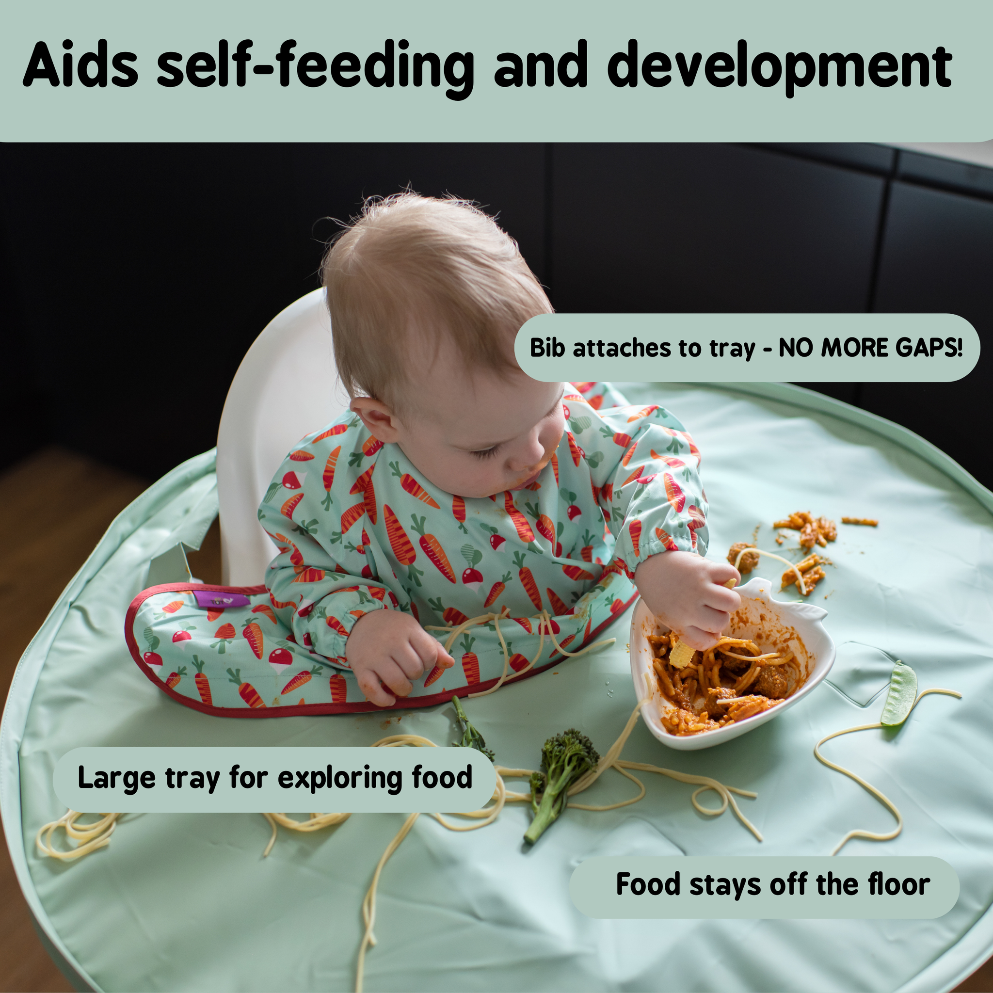 tidy tot stokke Weaning Bib & Tray Kit - Bib Catches Food & Saves £1 a day