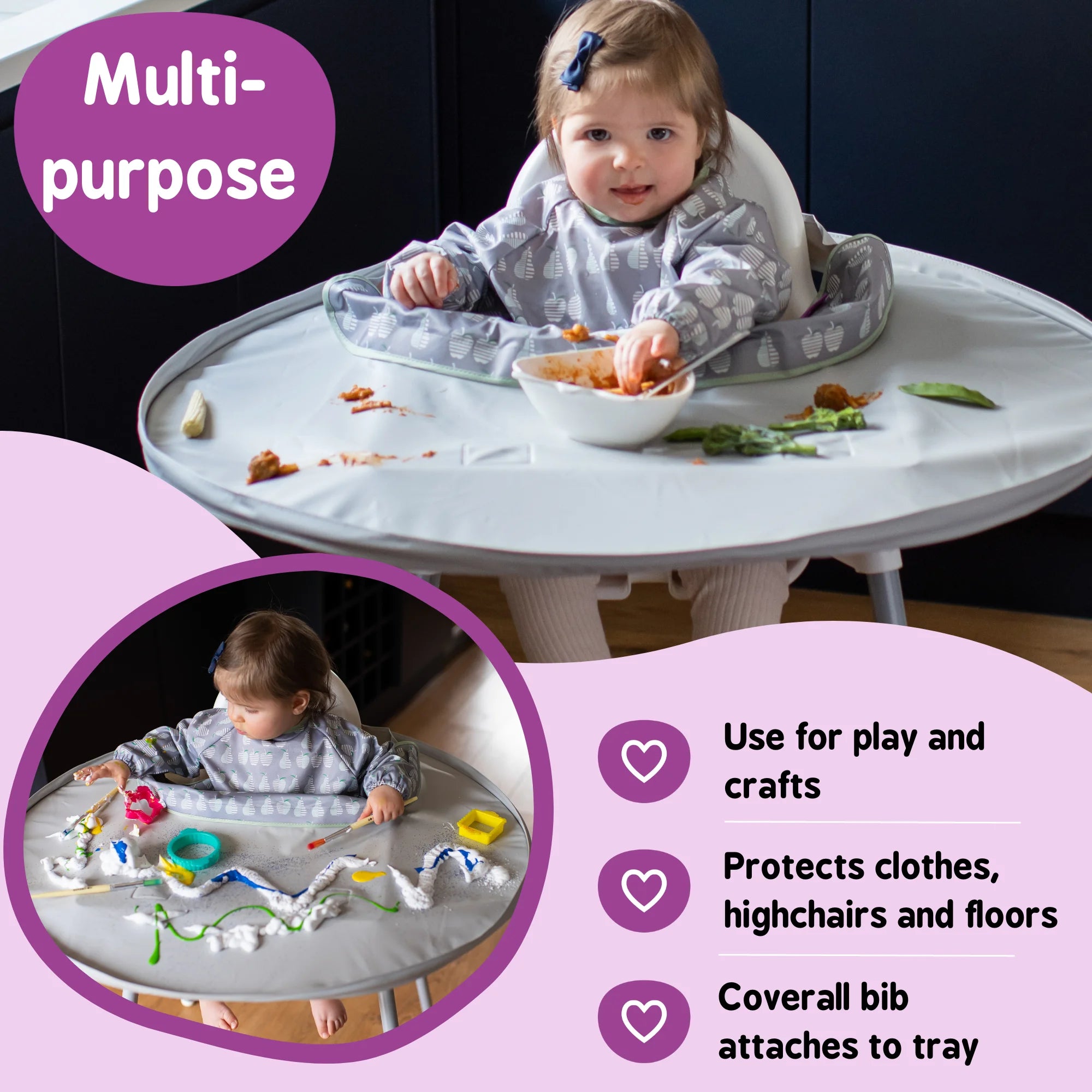 Tidy Tot Weaning Tray Kit - Highchair Mat Surround Attaches Directly to