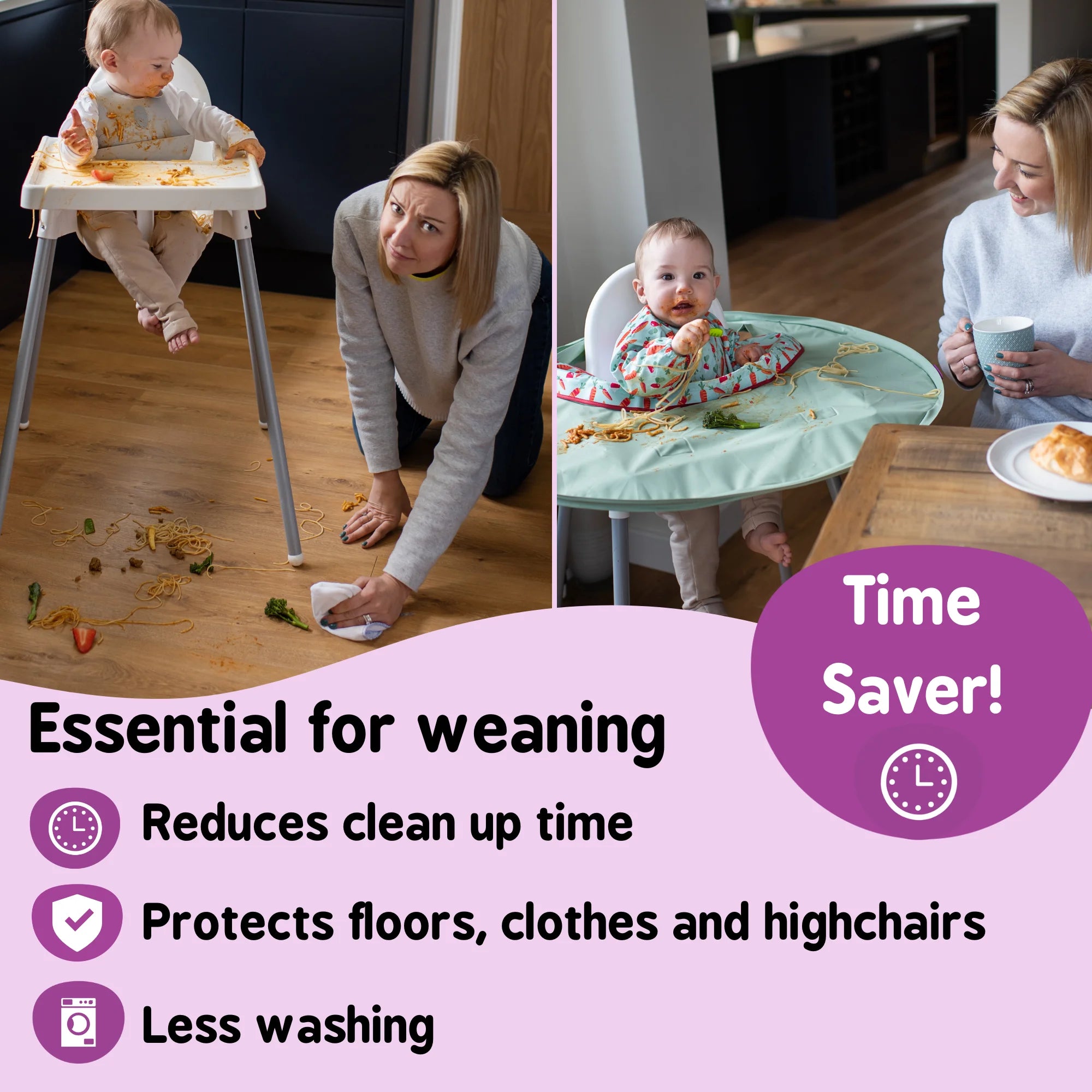 Weaning Bib Tray Kit Bib Catches Food Saves £1 a day Tidy Tot