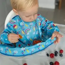 bib with sleeves and exploring tray