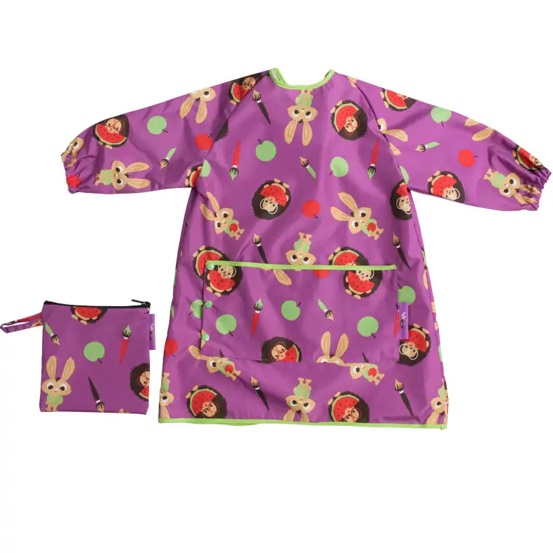 purple design of our long length coverall bib